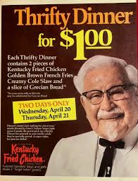 KFC 72 years celebration and dinner vouchers