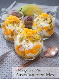 Mango And Passion Fruit Australian Eton Mess Recipe Mango Dessert Recipes Mango Dessert Meringue Desserts