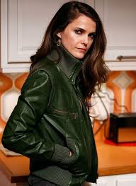The Americans Keri Russell Style Green Leather Jackets Coloured Leather Jacket