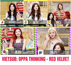 Celebrities make promotional videos of themselves produced by one of the teams and upload them on social media to appeal to the public. Oppa Thinking Red Velvet