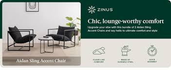 ZINUS Aidan Sling Accent Chair, Pack of 2, Metal Jamaica