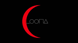 Loona logo, розовая линия на черном фоне, png. New Logo Moon Opposite And No More Slash Loona
