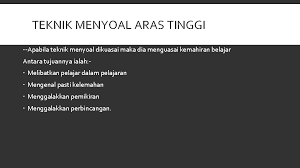 Kemahiran menyoal merupakan alat perkembangan minda yang sangat memainkan peranan penting untuk mudah pelajar mendapatkan maklumat dengan lebih jelas ,mencungkil dan mengembangkan pengetahuan mereka kepada aras yang lebih tinggi. Alatalat Berfikir Dan Membuat Nota Fungsi Alat Berfikir