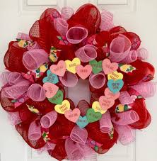 We are constantly designing new heart wreaths to add to our collection. Amazon Com Valentines Conversation Heart Candy Wreath Handmade Deco Mesh Handmade