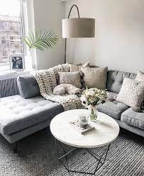 Grey Sectional W Neutral Details Marble Coffee Table Corner Reading Light Living Room Decor Apartment Apartment Living Room Modern Minimalist Living Room