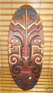 28 Hawaiian Shield Tribal Tiki Face Mask Polynesian Folk Art South Sea Wall Decor Oceanic Art This Is An Artfully Cr Polynesian Art Sea Wall Decor Tiki Decor