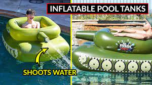 Homeowners are repurposing galvanized stock tanks into swimming pools for the backyard. This Inflatable Pool Float Tank Has An Integrated Water Cannon