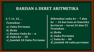 Barisan aritmatika, pembuktian rumus, dan contoh soal 1. Barisan Dan Deret Aritmatika Menentukan Suku Pertama Beda Rumus Suku Ke N Dan Jumlah Suku Ke N Youtube