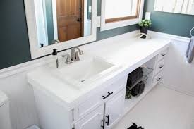 See more ideas about countertops, mosaic, mosaic bathroom. How To Paint Tile Countertops And Our Modern Bathroom Reveal Bright Green Door