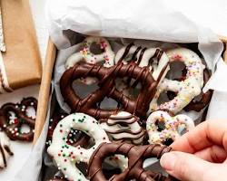 Image of chocolate dipped pretzels
