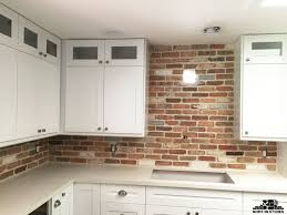 A Red Brick Veneer Backsplash Project Mortonstones Brick Tiles Rustic Thinbrick Home Decor Redbrick Bri Chicago Brick Brick Veneer Thin Brick Veneer