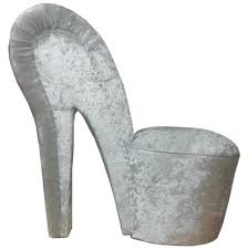 Best master furniture high heel velvet shoe chair with crystal studs, grey. Bespoke Crushed Velvet Stiletto Shoe Chair Chic Concept