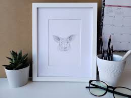 Original Graphite Drawing Of Pig Art Print Graphite Drawings Pig Art Animal Wall Art