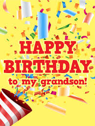 Personalized birthday cards for your kid grandson (94). Party Popper Happy Birthday Card For Grandson Birthday Greeting Cards By Davia