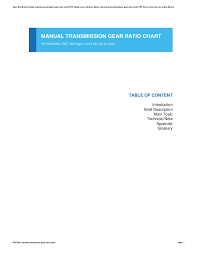 Manual Transmission Gear Ratio Chart