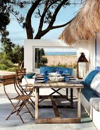 Outdoor Seating Brown And Blue Hues In A Home In Portugal Summer Beach House Outdoor Living Outdoor
