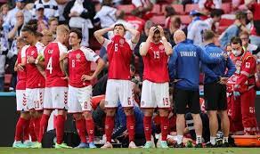 Denmark midfielder christian eriksen collapsed to the field in the first half of his team's game against finland at euro 2020 on saturday. 5ztq38r3zh Kbm
