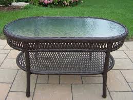 Shop our best selection of resin wicker outdoor kitchen & dining room tables to reflect your style and inspire your outdoor space. Oakland Living Elite Resin Wicker Oval Glass Top Outdoor Coffee Table 90092 Ct Cf