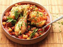 30 Minute Pressure Cooker Chicken With Chickpeas Tomatoes And Chorizo Recipe Recipe Pressure Cooker Chicken Easy Chicken Recipes Chorizo Recipes