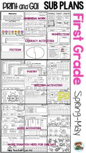 First Grade Substitute Lesson Plans For Spring May Printable No Prep Lesson Plans Worksheets First Grade First Grade Lessons Reading Lesson Plan Template