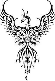 Fictional Fiery Bird Phoenix In Abstract Flame Tribal Dovmeler Anka Kusu Dovmeleri Kus Dovmeleri