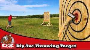 Although some outdoor axe throwing targets use actual cross sections of tree trunks, axe throwing targets in restrooms generally consist of several vertical wooden planks. Diy Axe Throwing Target Youtube