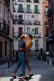 Nice features of romantic wallpaper application: Full Body Women In Casual Outfits Hugging And Laughing While Standing On Pavement During Romantic Date On S Human Poses Reference Hug Pose Pose Reference Photo