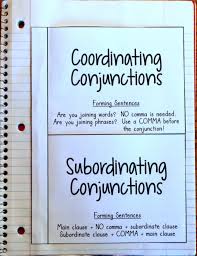 Conjunction Anchor Chart Subordinating Conjunctions