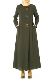 Puskullu Anne Krep Ferace Yesil 1037 04 Elbise Giyim Esarp
