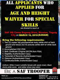 Bnq certification covers many areas: Height Waiver For Pnp Special Action Force Recruitment Facebook