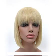 Lady gaga's hair was originally brunette but many female singers will often change their hair color simply for variety and lady gaga was no exception. H Xt792 Lady Gaga 039 S Hairstyle Full Lace Human Hair Wigs Blonde Straight Short Bob With Bangs Glueless For White Women Synthetic Wig Buy Long Wigs With Bangs From Keailaihair 45 95