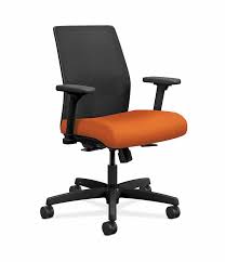 Hon Ignition Low Back Task Chair Mesh Back Centurion Tangerine Color Adjustable Arms Front Side View Hitlm Y1 A H Im Cu46 Al S Chair Low Back Sofa Unique Sofas