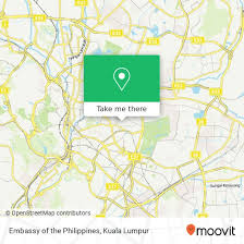 3.15185, 101.71449) in kuala lumpur is located on changkat kia peng , a quiet, leafy road to the south of this is where you go to apply for visa, and for filipino workers to get their travel documents processed. How To Get To Embassy Of The Philippines In Kuala Lumpur By Bus Mrt Lrt Or Train Moovit