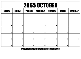 Free printable 2021 calendar by month; October 2065 Calendar Free Blank Printable Templates