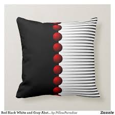 Black And White Throw Pillows For Couch Red Black White And Gray Abstract Throw Pillow Zazzle Com In 2020 White Throw Pillows Red Pillows Abstract Throw Pillow