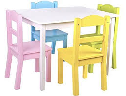 Pidoko Kids Wooden Table And Chairs Set Includes 4 Chairs And 1 Art Craft Study And Activity Table Kids Wooden Table Kids Table And Chairs Play Table Chairs