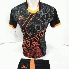 Campuran polyester, spandex dan nilon, hasil cetak berwarna doff, agak. Desain Mizuno Terbaru Baju Voli Hitam Orange Warna Eklusif Shopee Indonesia