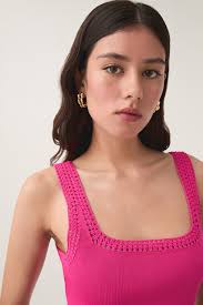 Tazia Crocheted Edge Tank-AZALEA PINK