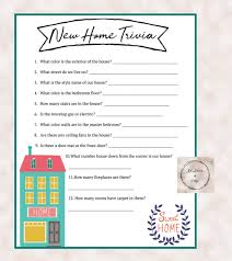 House Warming Party New Home Trivia Game Instant Download Housewarming Party Housewarming Party Games Home Party Games