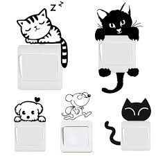 Funny Animals Diy Wall Switch Stickers Wall Decals Etc Essentials Travel Crafts Switch Decals Funny Stickers Cute Black Cats