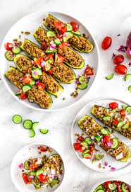 It makes a satisfying vegetarian main dish. Middle Eastern Stuffed Zucchini Boats Monkey And Me Kitchen Adventures