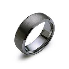 Gray Brushed Tungsten Ring Gunmetal 8mm High Polish Beveled Edge Engagement Ring Cool Wedding Rings Tungsten Wedding Bands Wedding Ring Designs
