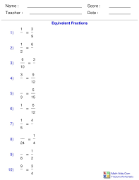 The math worksheets are randomly and dynamically generated by our math worksheet generators. Equivalent Fraction Problems