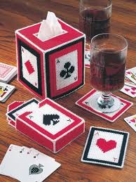 As you see in the picture, i used light gray for the outside and light blue for the inside. Playing Card Holders Plastic Canvas Pattern