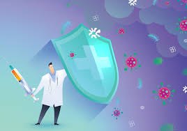 People illustration featuring medical staff carrying a giant vaccine syringe. How Some Vaccines Protect Against More Than Their Targets The Scientist Magazine