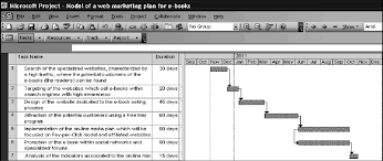 gantt chart associated to a model of a web marketing plan