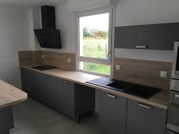 Cuisine Grise Avec Plan De Travail En Bois Cuisine Ixina Cuisine Grise Cuisine Bois
