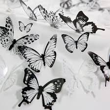 A black accent wall can pleasantly offset a gray bedroom without straying too far from a bolder color palette, as proven by emily's bedroom in rochester, new york. Buy Aulynp 72 Pcs 3d Butterfly Wall Decor Stickers Black White Removable Butterfly Wall Decals Window Furniture Party Birthday Wedding Decoration For Bedroom Living Room Decors With Sticky Dots Online In Turkey