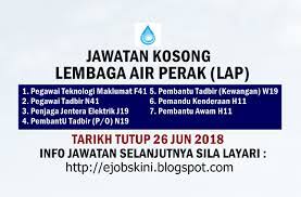 Jawatan kosong terkini lembaga lebuhraya malaysia (llm) ogos 2018. Jawatan Kosong Lembaga Air Perak Lap 26 Jun 2018