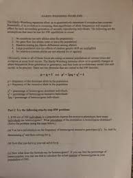 (a) calculate the percentage of. Hardy Weinberg Problems The Hardy Weinberg Equations Chegg Com